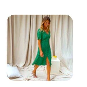 Green floral dress
